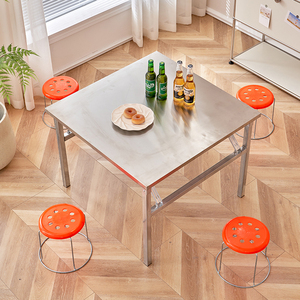 Tavoli pieghevoli <span class=keywords><strong>in</strong></span> acciaio inox <span class=keywords><strong>metallo</strong></span> moderno ristorante sala <span class=keywords><strong>da</strong></span> pranzo mobili Set caffè <span class=keywords><strong>giardino</strong></span> pranzo tavoli <span class=keywords><strong>da</strong></span> esterno pieghevoli - Product Image 1
