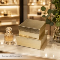 Boîte cadeau rigide avec impression personnalisée pour cadeaux de luxe, finition texturée or métallique, couvercle et base en deux parties, vente en gros directe d'usine