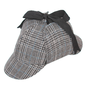 Dairui Herringbone Tweed lana Newsboy gorra deportiva Deerstalker sombrero orejeras bordado-impreso para disfraz de detective béisbol - Product Image 4