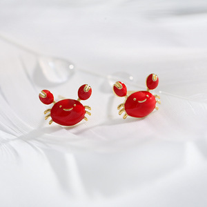 New Hot Fashion 925 <strong>Silver</strong> Red <strong>Crab</strong> Earrings for Women Girls Gift Fashion Statement <strong>Jewelry</strong> - Product Image 2