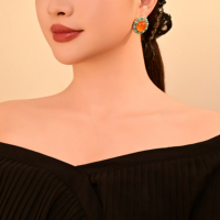 Boucles d'oreilles tendance, boucles d'oreilles françaises exquises colorées, ensemble de boucles d'oreilles dorées style rétro, bijoux pour femmes, cadeau pour petite amie, idéal pour la danse