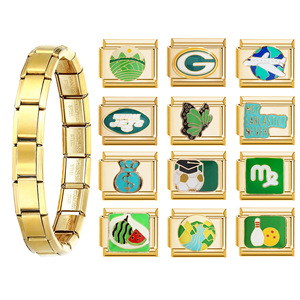 สร้อยข้อมือแบบโมดูลาร์สำหรับทุกเพศ สแตนเลสสตีล โทนสีทอง ประดับจี้รูปจักรราศี สำหรับสวมใส่ทุกวัน - Product Image 1