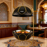 Chauffe-plat rond en acier inoxydable UIWS, alimenté à l'alcool, chauffage continu, couvercle suspendu, 8L, pour hôtel, banquet, restauration