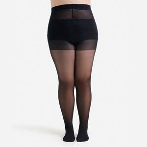 Collants grande taille pour femme, jacquard, sexy, tendance, motif étoile au dos, noirs, amincissants, avec fines bretelles, bas de nylon à pois - Product Image 2