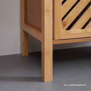 Bamboo Storage Cabinet 75x85x35 Cm With <b>Door</b> For Living Room And Bathroom - Product Image 3