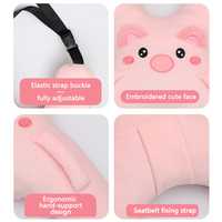 Coussin de siège auto pour enfant style lapin violet mignon, housse de ceinture de sécurité, oreiller auto pour le sommeil et le confort en voyage