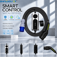 Chargeur EV portable Shineyou personnalisé 3,5 m, prise IEC 61851-1 Type 2, 16A/32A, 3,5/7/11/22KW, contrôle intelligent via l'application Tuya, 220V
