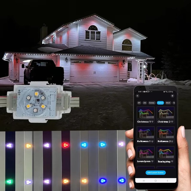 HRSYT DC48V Wireless LED Lights for Outdoor Use IP68 Rated Permanent Holiday Christmas and Painting Point Lights for the Home