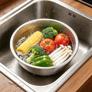Bol mélangeur en acier inoxydable avec insert passoire, compatible lave-vaisselle, design minimaliste pour la préparation de salades, usage domestique - Product Image 5