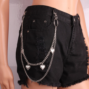 Chaîne de taille en forme de cœur à double couche Yueli, en alliage de zinc, chaîne de corps tendance pour un usage quotidien, style unisexe - Product Image 1