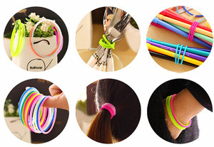 Bracelets élastiques en <span class=keywords><strong>silicone</strong></span> fluorescent néon de haute qualité, décontractés/sportifs, bandeaux pour cheveux en forme de bonbons gélifiés, bracelets unisexes - Product Image 4