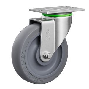 Silent 110kg Swivel Caster <strong>3</strong> 4 5 Inch TPR <strong>Rubber</strong> <strong>Wheel</strong> With Brake Top Plate Threaded Stem for Industrial Hand Trolley Warehouse - Product Image 4