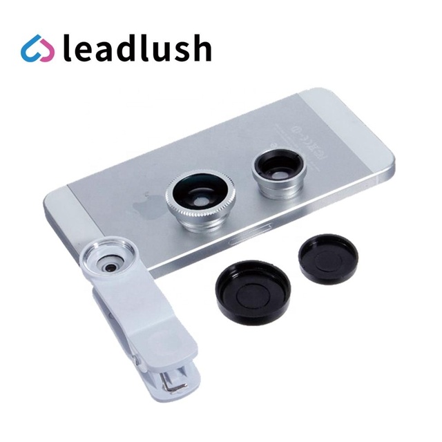 Universal Clip on Cell Phone Camera Lens 3 in 1 with 180 Degree Fish Eye Lens + Wide Angle and Macro Lens Kit for Smartphone