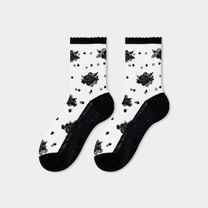 New Arrivals Japanese Korea Harajuku Women <strong>Socks</strong> Fashion Spring Summer Cool Floral <strong>Transparent</strong> Trend Breathable Glass Silk <strong>Socks</strong> - Product Image 5