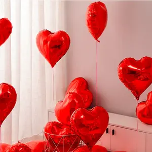 Balão de filme de alumínio vermelho amor vermelho para casamento, casamento, noivado, casamento, romântico, proposta de aniversário, flutuando no ar, certificado de casamento
