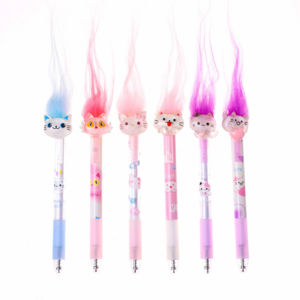 ปากกาเจลแบบกดลายการ์ตูนน่ารัก รูปทรงแมวขนฟู หัวปากกาสำหรับเขียนลื่น หมึกสีดำ/น้ำเงิน ขนาดหัว 0.5 มม. เหมาะสำหรับโรงเรียนและสำนักงาน - Product Image 1