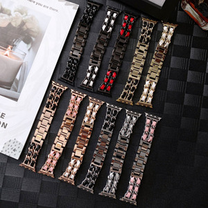 Küçük kokulu rüzgar çift sıra Denim zincir Metal kayış için akıllı iWatch Ultra 9 8 7 Chanelstyle paslanmaz çelik saat kayışı - Product Image 2