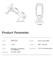 C139 accessoires de téléphone portable chauds support de voiture 360 étendre 360 support de téléphone de montage de voiture d'aspiration
