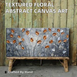 Tableau mural floral 3D moderne, peinture à l'huile abstraite texturée faite à la main au couteau à <span class=keywords><strong>palette</strong></span>, toile minimaliste à fleurs, décoration d'hôtel - Product Image 3