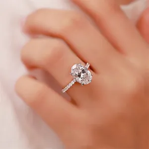 Luxe Simulatie Moissanite Diamanten Ring Grote Karaat Ovale Duif Ei Ring Voor Vrouwen Trouwringen