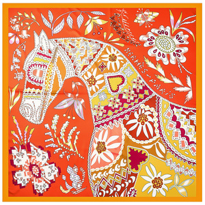 130厘米新款花卉印花丝巾欧式战马印花围巾时尚头巾披肩大方巾批发 - Product Image 3