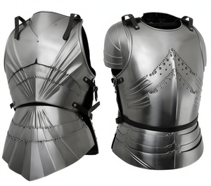 Ensemble médiéval gothique de 2 cuirasses en fer et acier, armure de chevalier de combat, gilet de protection avec impression gravée et logo personnalisable - Product Image 1