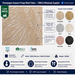 Conception de gland brodé d'or classique 100% P <span class=keywords><strong>tissu</strong></span> de broderie de maille de paillettes pour les robes - Product Image 1