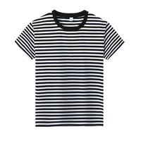 T-shirt d'été à manches courtes de style militaire pour adultes 100% coton décontracté à rayures Sailor Design Plus Size Knitted Neck Blank