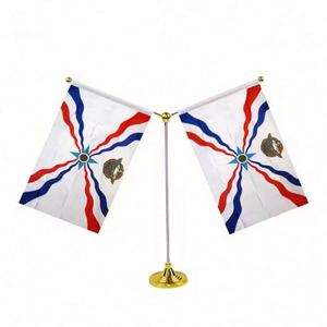 Wholesale National Country Assyrian Desk Flag Assyria <b>Table</b> Flag With Stick and Base - Product Image 1