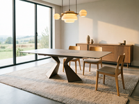 Table à manger rectangulaire extensible en pierre frittée, gain de place, base en acier carbone 12 mm, mobilier pour petit appartement