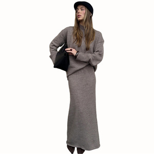Ensemble pull et jupe pour femme, tricot à manches longues, col rond, avec jupe queue de poisson, nouvelle mode automne 2026, tenue décontractée élégante - Product Image 5