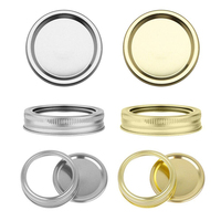 Vente en gros de couvercles et de fermetures pour bocaux Mason sans déversement, 70 mm 86 mm, couvercles à vis en métal argenté, couvercles à vis en tôle avec bandes