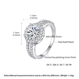 Anello di Fidanzamento Personalizzabile LUOTEEMI con Diamante CZ Halo, <span class=keywords><strong>2</strong></span> Carati di Zirconia Cubica, Anelli di Fidanzamento Halo a <span class=keywords><strong>2</strong></span> Fasce - Product Image 2