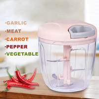 Multifunctionele handmatige mini-knoflookhakker, groentesnijder, voedselverwerker, draagbare blender met trekkoord, eenvoudig te reinigen.