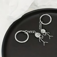 Porte-clés Graffiti Minions Couple Bâtonnets de Corps, Cœur Entrelacé, en Métal Assorti, Pendentif de Sac Romantique pour Amoureux, Accessoires Cadeaux