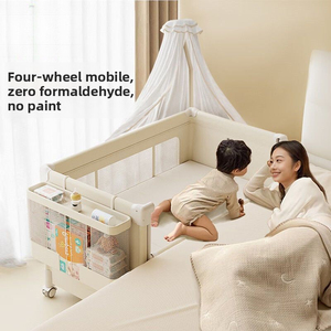 Lit bébé pliable portable de qualité supérieure, lit multifonctionnel connectable au grand lit pour nouveau-né de 0 à 36 mois avec un design moderne - Product Image 4