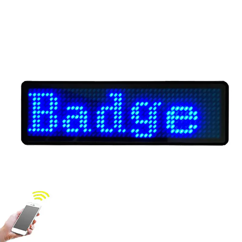 Programmeerbare Lichtgevende Led Badge Draagbare Pin Oplaadbare Draadloze Bluetooth Scrolling Led Teken Prikbord