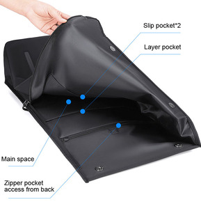 15.6" Large Waterproof Eco-Friendly Nylon Zipper Closure Portable Unisex <b>Backpack</b> Arcuate Shoulder <b>Strap</b> Capacity Commuting - Product Image 5