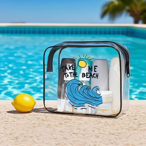 Transparent Handbag Suitable <b>for</b> <b>Men</b> & Women - Lightweight Zipper Closure <b>Toiletry</b> <b>Bag</b> with Carry Handle Medication Holder - Product Image 1