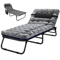 Lit de Camp Pliant d'Extérieur avec Matelas, Lit de Camp Touristique Robuste 400 Lbs, Pieds en Acier Inoxydable, Portable pour Dormir