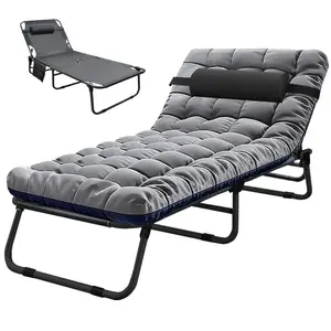 Lit de Camping Pliant d'Extérieur avec Matelas, Lit de Camp pour Touriste, Robuste et Très Résistant 180 kg, Portable avec Pieds en Acier Inoxydable - Product Image 4