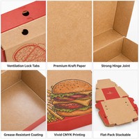 Boîte à hamburger en papier compostable, résistante à l'huile, jetable, pour les restaurants de restauration rapide à emporter