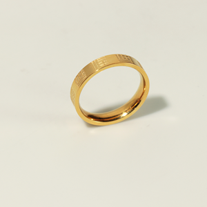 18K Gold Plated Stainless Steel <b>Ring</b> Minimalist Chinese Style Geometric Inlay Band for Women Wedding Gift Jewelry - Product Image 1