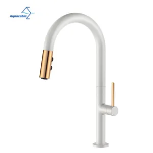 High Arc Low lead Matte White UPC Certificated One-Handle Kitchen Sink Faucet with pull down sprayer