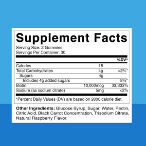ผิว10000mcg หมากฝรั่งไบโอตินปลอดกลูเตนช่วยบำรุงสุขภาพเส้นผมและเล็บ - Product Image 2