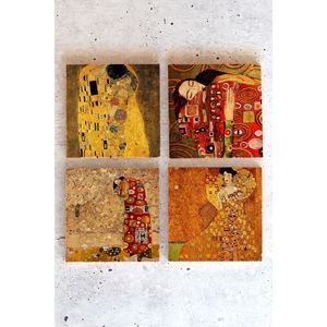 Ensemble de 4 sous-verres en pierre Gustav Klimpt (Turquie) pour la promotion d'entreprise ou les cadeaux, avec illustration promotionnelle - Product Image 1