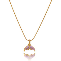 Kalung Liontin Ekor Putri Duyung Enamel Gaya Laut Emas Stainless Steel Sederhana Trendi Mewah Berlapis Emas 18K untuk Wanita dan Remaja Putri