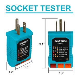 ALLOSUN Analizador de Enchufes Eléctricos de Alta Precisión, Probador de Circuitos de 95-125 VCA, Detector de Cableado con Fallos, 6 LED Visuales - Product Image 3