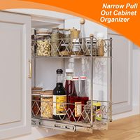 Étagère à épices coulissante mince en métal, organisateur de placard de 7 pouces, double couche, rangement de cuisine avec rail de glissement fluide