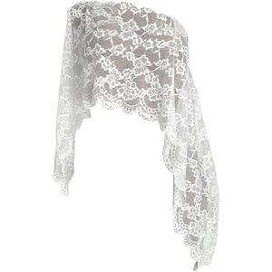 Poncho de Encaje Floral para Mujer, con Hombros Descubiertos, Asimétrico, Holgado, Corto, para la Playa, Transpirable, 100% Poliéster - Product Image 1